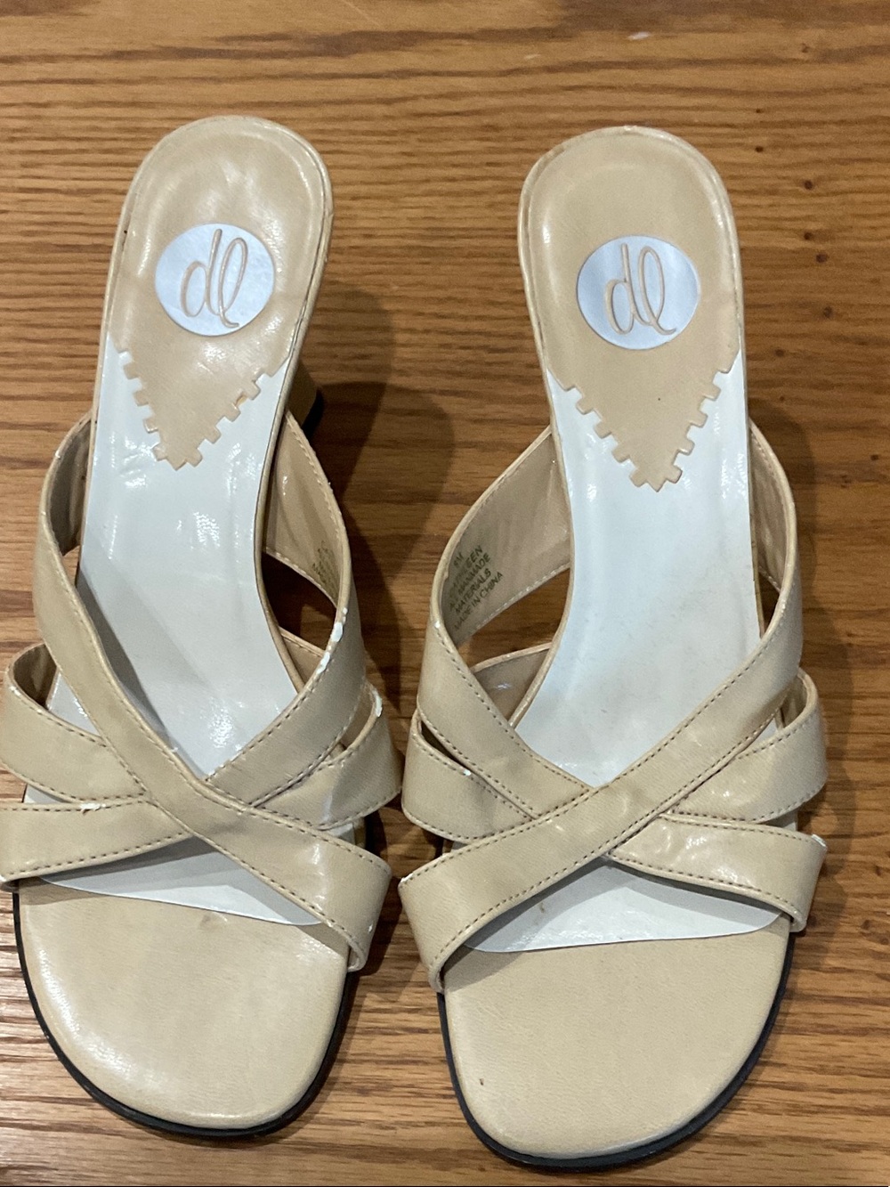 Beige Cross-Strap Women's Slide Sandals
